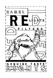 KAMEL RED LIGHT FILTERS RED CIGARETTES GENUINE TASTE TURKISH 8 DOMESTIC BLEND LIGHTS logo