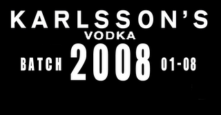KARLSSON'S VODKA BATCH 2008 01-08 logo