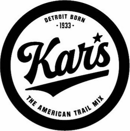 KAR'S DETROIT BORN 1933 THE AMERICAN TRAIL MIX logo
