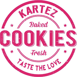 KARTEZ COOKIES, BAKED FRESH, TASTE THE LOVE logo