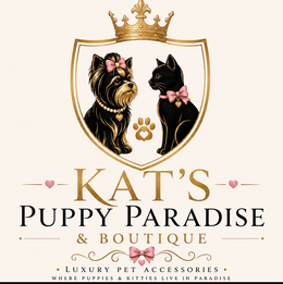 KAT'S PUPPY PARADISE & BOUTIQUE · LUXURY PET ACCESSORIES · WHERE PUPPIES & KITTIES LIVE IN PARADISE logo