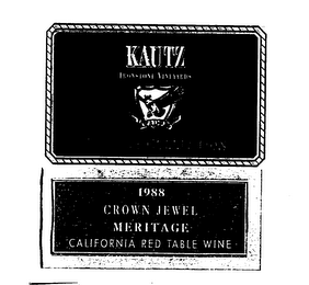 KAUTZ IRONSTONE VINEYARDS KAUTZ LIBRARY COLLECTION 1988 CROWN JEWEL CALIFORNIA RED TABLE WINE logo