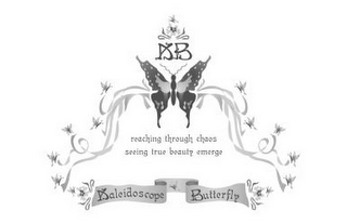 KB KALEIDOSCOPE BUTTERFLY REACHING THROUGH CHAOS SEEING TRUE BEAUTY EMERGE logo
