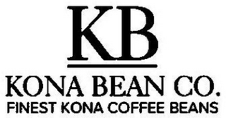 KB KONA BEAN CO. FINEST KONA COFFEE BEANS logo