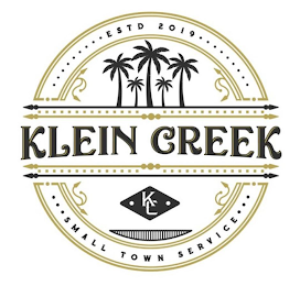 KC KLEIN CREEK ESTD 2019 SMALL TOWN SERVICE logo