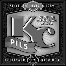 KC PILS SINCE 1989 BOULEVARD BREWING CO BOULEVARD BREWING CO KANSAS CITY MISSOURI TM logo