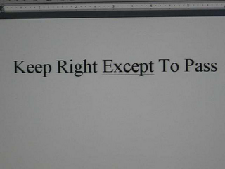 KEEP RIGHT EXCEPT TO PASS logo