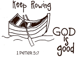KEEP ROWING 1 PETER 5:7 GOD IS GOOD logo