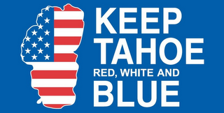 KEEP TAHOE RED, WHITE AND BLUE logo
