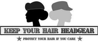 KEEP YOUR HAIR HEADGEAR PROTECT YOUR HAIR IF YOU CARE logo