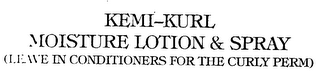 KEMI-KURL MOISTURE LOTION & SPRAY (LEAVE IN CONDITIONERS FOR THE CURLY PERM) logo