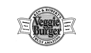 KEN & ROBERT'S TRULY AMAZING VEGGIE BURGER CHOLESTEROL FREE & LOW IN FAT A DELICIOUS MEATLESS BURGER logo
