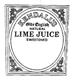 KENDALL'S OLDE ENGLISH NATURAL LIME JUICE SWEETENED logo