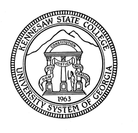 KENNESAW STATE COLLEGE UNIVERSITY SYSTEM OF GEORGIA CONSTITUTION WISDOM JUSTICE MODERATION 1963 logo