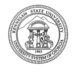 KENNESAW STATE UNIVERSITY UNIVERSITY SYSTEM OF GEORGIA CONSTITUTION JUSTICE WISDOM MODERATION 1963 logo