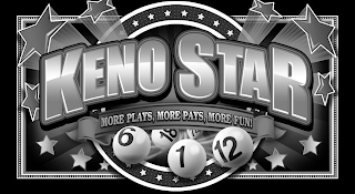 KENO STAR MORE PLAYS, MORE PAYS, MORE FUN! 6 18 1 12 74 logo