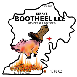 KERRY'S BOOTHEEL LLC BUTTKICK'N & FINGERLICK'N BAR-B-QUE SAUCE 16FL.OZ EST. 2017 logo
