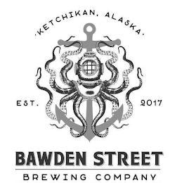 KETCHIKAN, ALASKA EST. 2017 BAWDEN STREET BREWING COMPANY logo