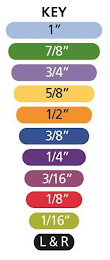 KEY 1" 7/8" 3/4" 5/8" 1/2" 3/8" 1/4" 3/16" 1/8" 1/16" L&R logo