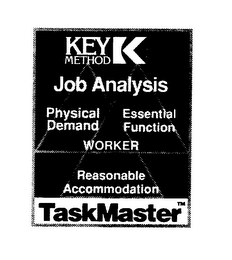 KEY METHOD JOB ANALYSIS PHYSICAL DEMAND ESSENTIAL FUNCTION WORKER REASONABLE ACCOMMODATION TASKMASTER logo