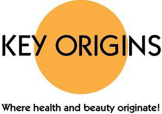 KEY ORIGINS WHERE HEALTH AND BEAUTY ORIGINATE! logo