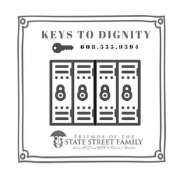 KEYS TO DIGNITY 608.535.9394 FRIENDS OF THE STATE STREET FAMILY GIVING HELP AND HOPE TO MADISON'S HOMELESS logo