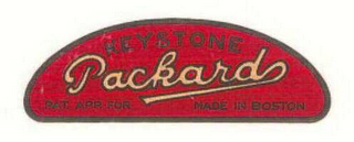 KEYSTONE PACKARD PAT.  APP FOR MADE IN BOSTON logo