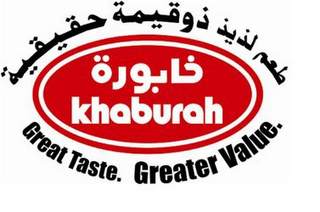 KHABURAH GREAT TASTE. GREATER VALUE. logo