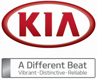 KIA A DIFFERENT BEAT VIBRANT · DISTINCTIVE · RELIABLE logo