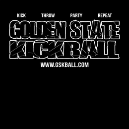 KICK THROW PARTY REPEAT GOLDEN STATE KICKBALL WWW.GSKBALL.COM logo