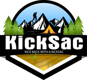 KICKSAC KICK BACK WITH A KICKSAC logo