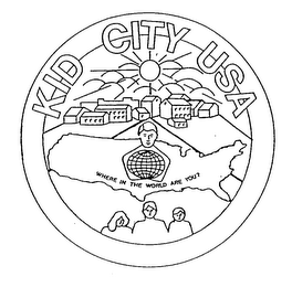KID CITY USA WHERE IN THE WORLD ARE YOU? logo