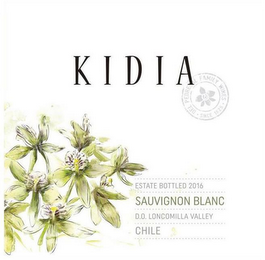 KIDIA DEL PEDREGAL FAMILY WINES SINCE 1625 ESTATE BOTTLED 2016 SAUVIGNON BLANC D.O. LONCOMILLA VALLEY CHILE logo