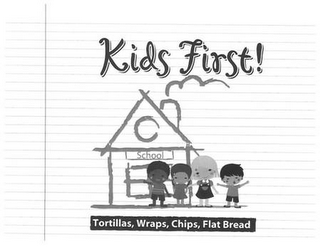 KIDS FIRST! TORTILLAS, WRAPS, CHIPS, FLAT BREAD SCHOOL logo