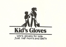 KID'S GLOVES. WORK GLOVES FOR KIDS. JUST LIKE MOM'S AND DAD'S. logo