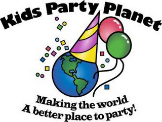 KIDS PARTY PLANET MAKING THE WORLD A BETTER PLACE TO PARTY! logo