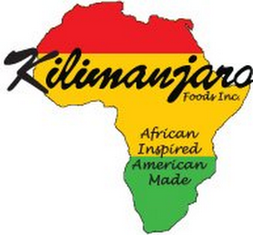 KILIMANJARO FOODS INC. AFRICAN INSPIRED AMERICAN MADE logo