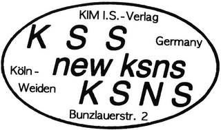 KIM I.S. - VERLAG KSS GERMANY KÖLN - WEIDEN NEW KSNS KSNS BUNZLAUERSTR. 2 logo