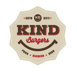 KIND BURGERS ESTB KB 2011 FRIES BURGERS DOGS logo