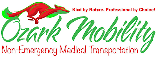 KIND BY NATURE, PROFESSIONAL BY CHOICE! OZARK MOBILITY NON-EMERGENCY MEDICAL TRANSPORTATION logo