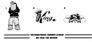 KING INTERNATIONAL BARBER LEAGUE WE FADE THE NATION 1 2 3 logo