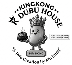 KINGKONG K DUBU HOUSE, MR. KONG, A TOFU CREATION BY MR. KONG, DUBU = TOFU (KOREAN), KONG = BEAN (KOREAN) logo