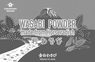 KINJIRUSHI WASABI WASABI POWDER MADE FROM HORSERADISH PRODUCT OF JAPAN logo
