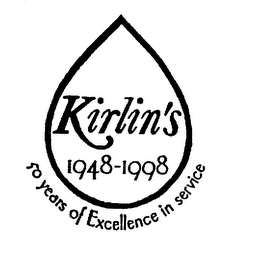 KIRLINS 1948-1998 50 YEARS OF EXCELLENCE IN SERVICE logo
