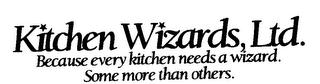 KITCHEN WIZARDS, LTD. BECAUSE EVERY KITCHEN NEEDS A WIZARD. SOME MORE THAN OTHERS. logo