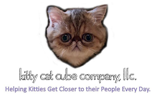 KITTY CAT CUBE COMPANY, LLC. HELPING KITTIES GET CLOSER TO THEIR PEOPLE EVERY DAY. logo