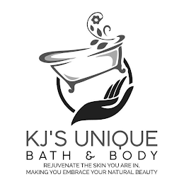 KJ'S UNIQUE BATH & BODY REJUVINATE THE SKIN YOU ARE IN, MAKING YOU EMBRACE YOUR NATURAL BEAUTY logo