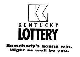 KL KENTUCKY LOTTERY SOMEBODY'S GONNA WIN. MIGHT AS WELL BE YOU. logo