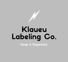 KLAUEU LABELING CO. KEEP IT ORGANIZED. logo