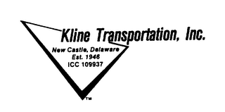 KLINE TRANSPORTATION, INC. NEW CASTLE, DELAWARE EST 1946 ICC 109937 logo